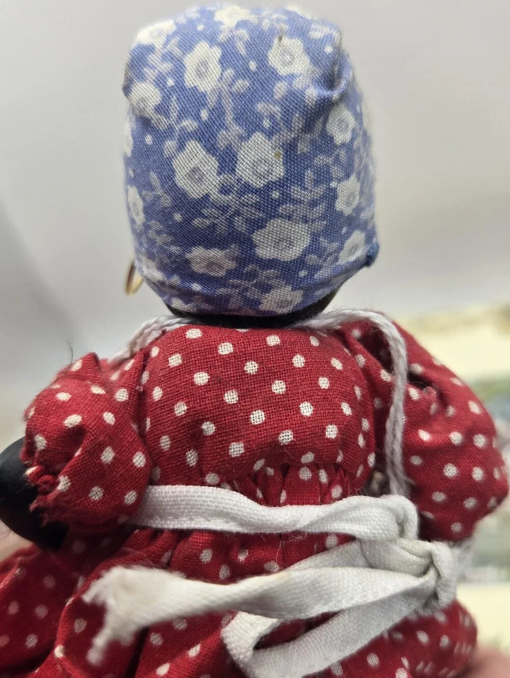 Vintage Bisque Porcelain Topsy Turvy Doll American Folk Art Floral Polka Dot